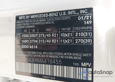 2021 Mercedes-Benz Gle Gle 450 z USA, uszkodzony, nr VIN 4JGFB5KBXMA416455